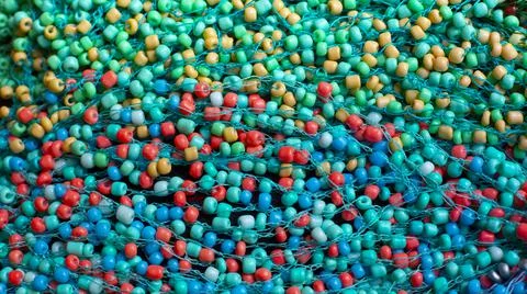 Handmade necklaces, close-up background image Stock Photos