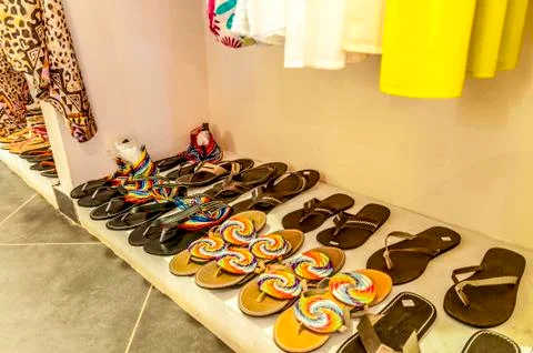 Handmade objects of an African boutique Stock Photos