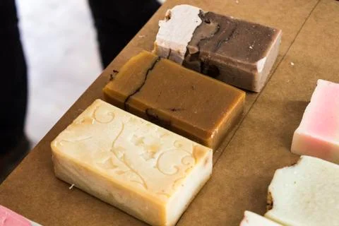 Handmade oil based soap work Foto stock