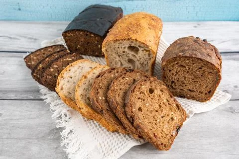 Handmade organic grain bread Stock Photos