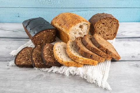 Handmade organic grain bread Stock Photos