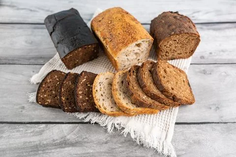Handmade organic grain bread Stock Photos