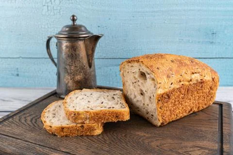 Handmade organic grain bread Stock Photos