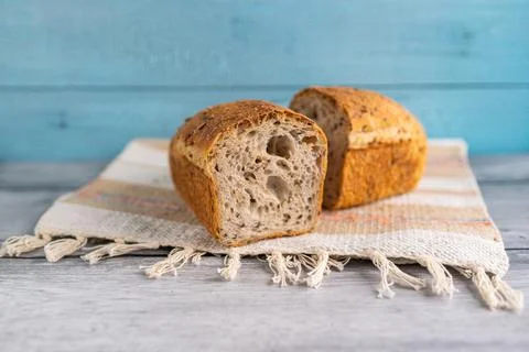 Handmade organic grain bread Stock Photos