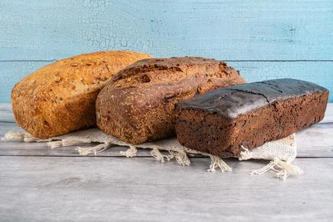 Handmade organic grain bread Stock Photos