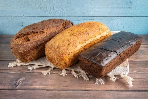Handmade organic grain bread Stock Photos