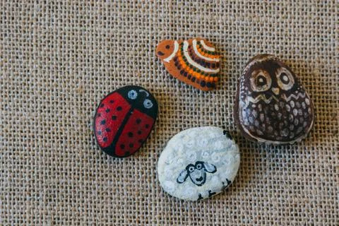 Handmade painted stone Stock Photos