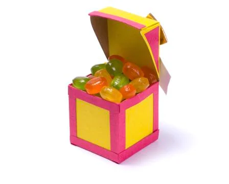Handmade paper box with candy Stock Photos