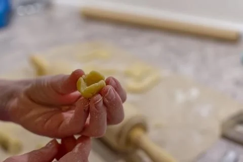 Handmade Pasta Creation in the Kitchen Stock Photos