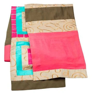 Handmade patchwork silk scarf isolated on white handmade patchwork silk sc... Stock-Fotos