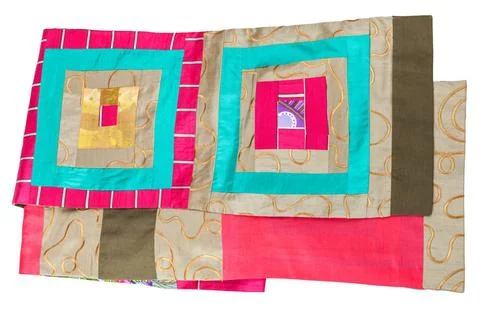 Handmade patchwork silk scarf with square pattern handmade patchwork silk ... Stock Photos