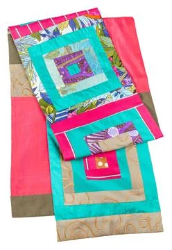 Handmade patchwork silk scarf with square ornament handmade patchwork silk... Stock-Fotos