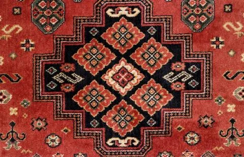 Handmade Persian rug geometric pattern old Persian carpet closeup Copyrigh... Stock Photos