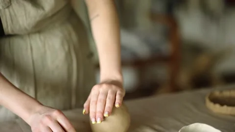 Handmade with a piece of clay, using special tools Stock Footage 209951130