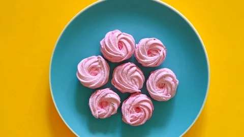 Handmade pink marshmallows. Top view. Stock Footage 117189002