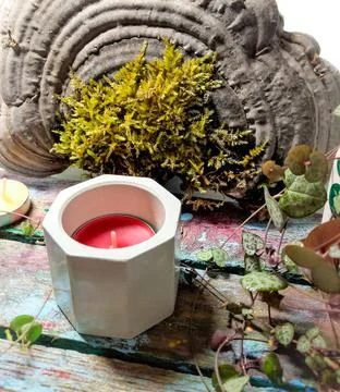 Handmade plaster candlestick Stock Photos