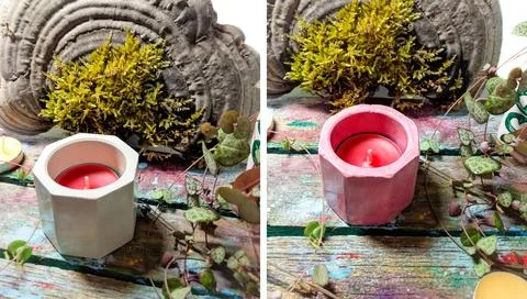 Handmade plaster candlestick Stock Photos