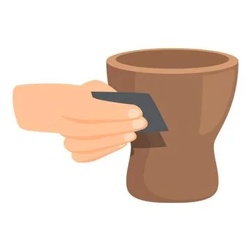 Handmade pot icon cartoon vector. Pottery art Stock Illustration