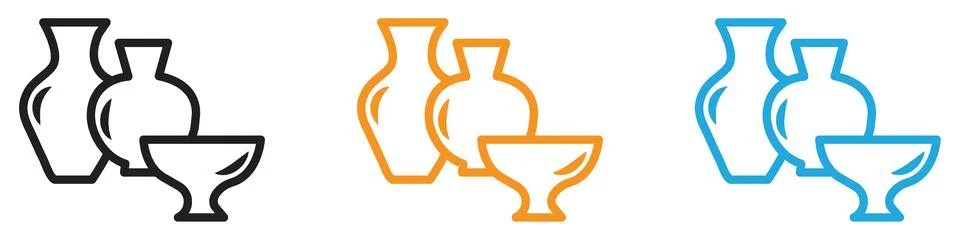 Handmade pottery icon vector logo set collection for web app ui 스톡 일러스트
