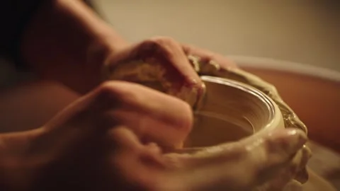 Handmade pottery making cup model Video stock 319548446