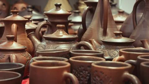 Handmade pottery at a workshop. 写真素材