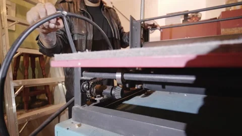 Handmade printer to linoleum engraving Video stock 157739046