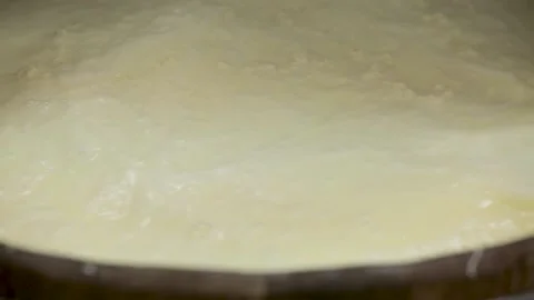 Handmade process production mozzarella cheese making manually cheese factory Stock Footage 170531464