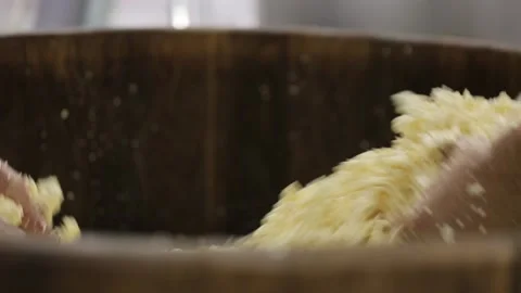 Handmade process production mozzarella cheese making manually cheese factory Stock Footage 170531710