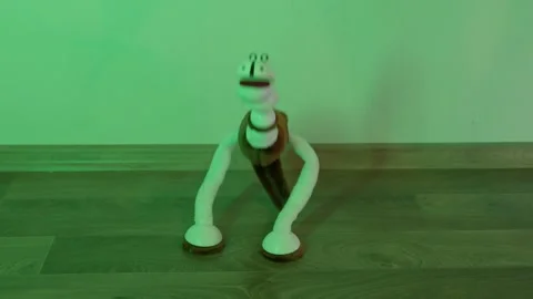 Handmade puppet doll dragon on the strings close up Stock Footage 238036129