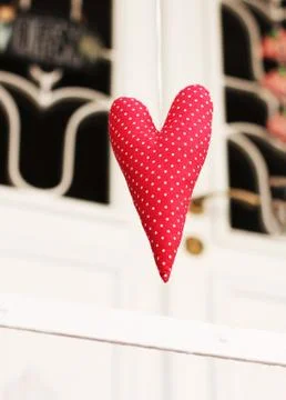 Handmade Rag soft red decorative heart Stock Photos