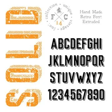Handmade retro font Stock Illustration