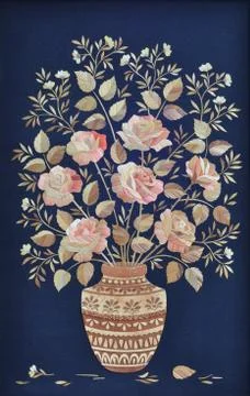 Handmade, roses made of straw Stock Illustration