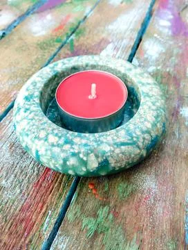 Handmade round candlestick Stock Photos