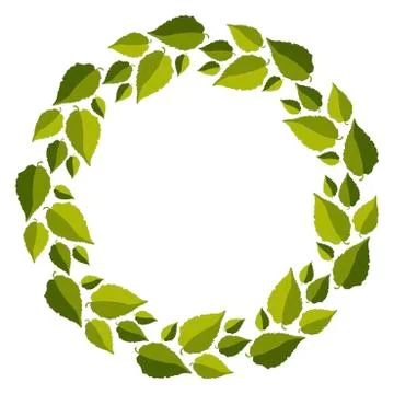 Handmade round wreath, frame with leaves . Vector illustration . Design postc Stock Illustration