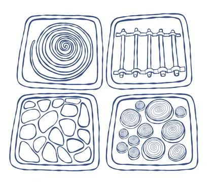 Handmade Sensory Tactile Pad Set. DIY Occupational Therapy Texture Board. I.. Stock Illustration