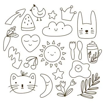 Handmade set in doodle style Stock Illustration