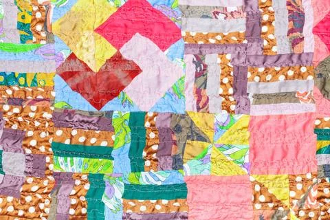 Handmade silk patchwork cloth textile background from handmade silk patchw... Photos