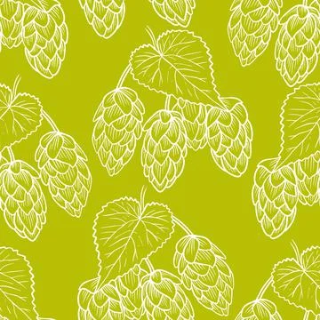 Handmade sketch hops seamless pattern. Stock Illustration