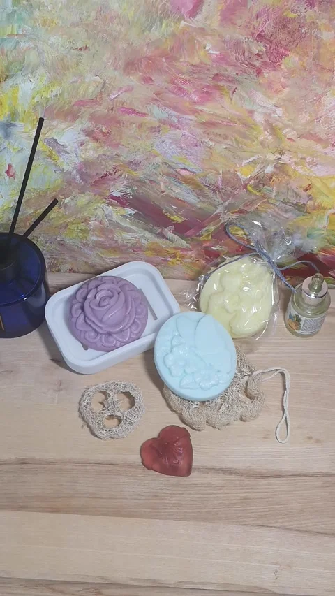 Handmade soap background Stock Footage 227110439