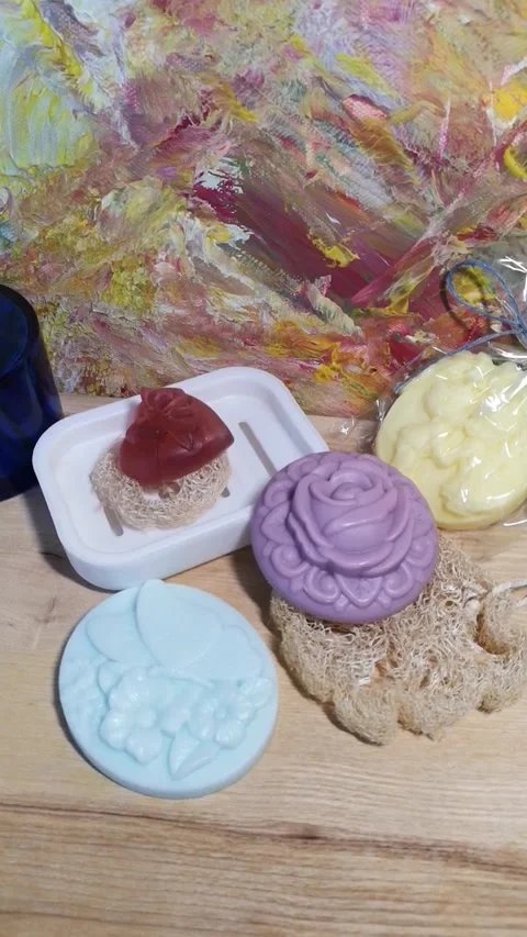 Handmade soap background Vídeo Stock 227114058