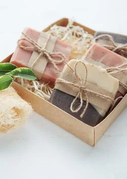 Handmade soap bars Stock Photos