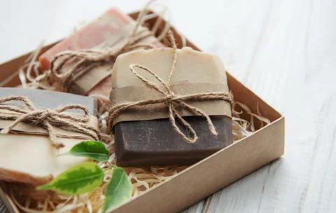 Handmade soap bars Stock Photos