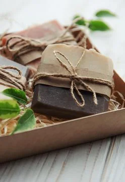 Handmade soap bars Stock Photos