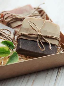 Handmade soap bars 스톡 사진