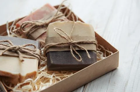 Handmade soap bars Stock Photos