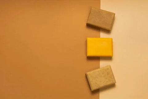 Handmade soap on beige background Stock Photos