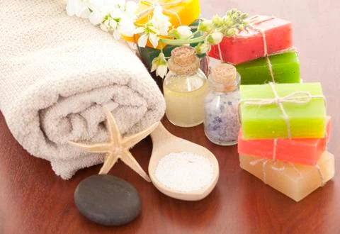 Handmade soap closeup Stock Photos