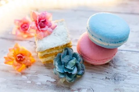 Handmade soap in the form of cake layers on a wooden background. natural soap Stock Photos