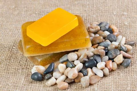 Handmade soap with herbs Stock Photos