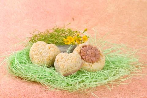Handmade soap with little flower Stock Photos